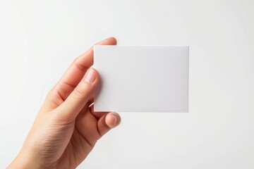 Obraz premium Blank White Card Mockup on Hand created with Generative AI