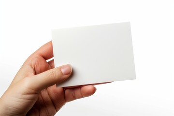 Fototapeta premium Blank White Card Mockup on Hand created with Generative AI