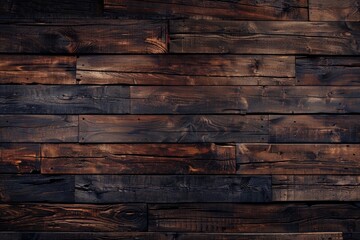 Dark brown wooden wall with vintage texture, perfect for interior design wallpaper.