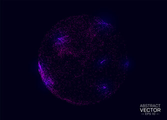Sphere made of particles. Glowing 3d futuristic shape. Vector illustration.
