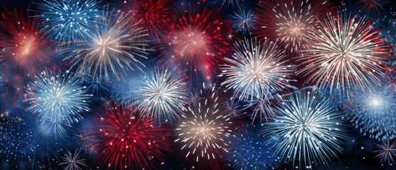 Fototapeta premium A fireworks display with red, white, and blue fireworks