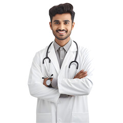 Fototapeta premium Male doctor with stethoscope Transparent Background