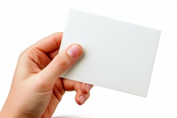 Obraz premium Blank White Card Mockup on Hand created with Generative AI