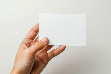 Blank White Card Mockup on Hand created with Generative AI