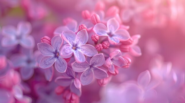 Blooming Hungarian lilac syringa josikaea flowers in close up view
