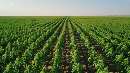Ripe Hemp Field Ready for Harvest