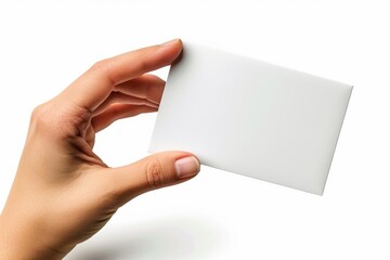 Obraz premium Blank White Card Mockup on Hand created with Generative AI