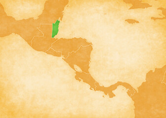 Ocher map of Central America - Belize