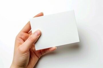 Obraz premium Blank White Card Mockup on Hand created with Generative AI