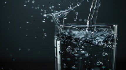 Drinking water against a dark backdrop