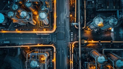 Fototapeta premium Industrial Complex Pipe Network. Best for Industrial background.