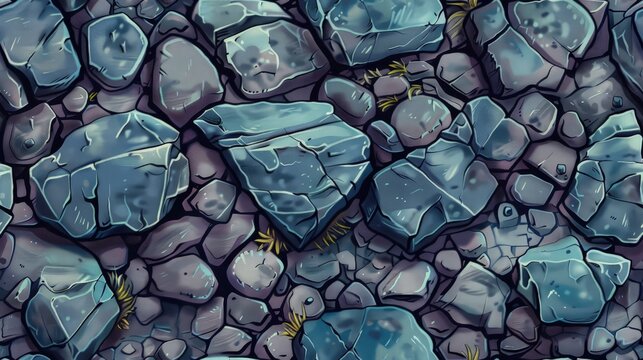Seamless stone wall texture, 2d game stone texture, cartoon seamless stone wall pattern, 2d seamless stone stylized texture
