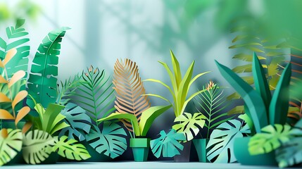 Obraz premium Papercraft Tropical Paradise