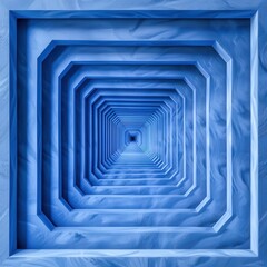 Abstract blue tunnel with geometric patterns and a sense of infinite depth, creating a mesmerizing visual effect.