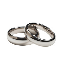 silver wedding rings isolated on transparent background. generative ai