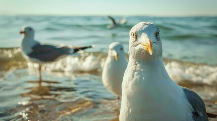 Fototapeta premium Detailed View of Seagull Group
