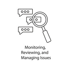 Monitoring, Reviewing, and Managing Issues Icon. Vector Icon Design