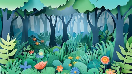 Papercraft Forest Landscape