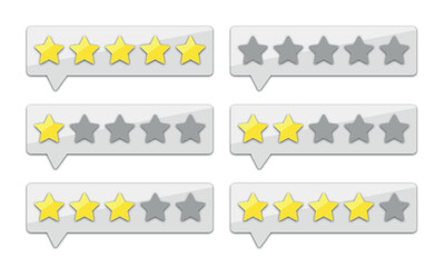 set of 3d elements star rating icon. Review star rating and feedback.