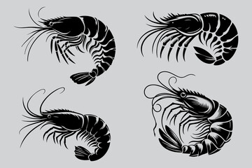 silhouette vector Shrimp fish