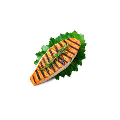 Fish steak isolated illustration. food-photo PNG with no background.