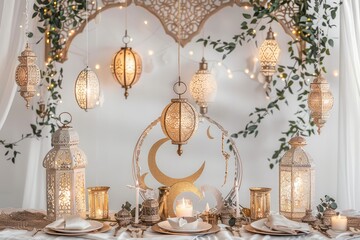 Vector background with mosques and minarets to the Eid Mubarak