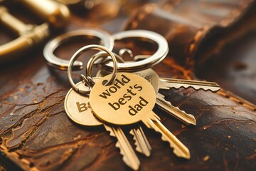  Happy Father's Day greeting card and keychain design banner template