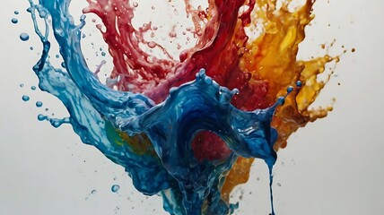 ultra hd 8k multi faded water colors on white background, water colors sprinkling, splashes