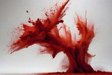 Red powder explosion abstract