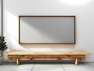 Mock up empty wooden vintage  frame border for art, wall art hanging on the vintage modern minimal  wall background, wallpaper