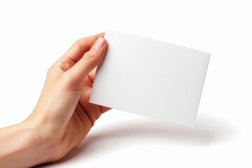 Fototapeta premium Blank White Card Mockup on Hand created with Generative AI