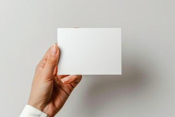 Fototapeta premium Blank White Card Mockup on Hand created with Generative AI