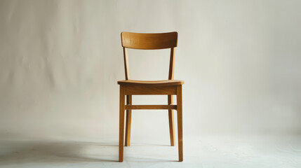 Minimalist Scandinavian Wooden Dining Chair in Light Oak Finish Against White Background - Clean and Natural Design