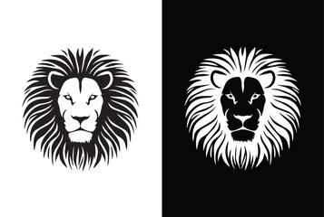 A lion head black white icon vector.