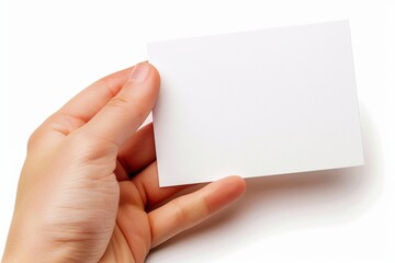 Fototapeta premium Blank White Card Mockup on Hand created with Generative AI