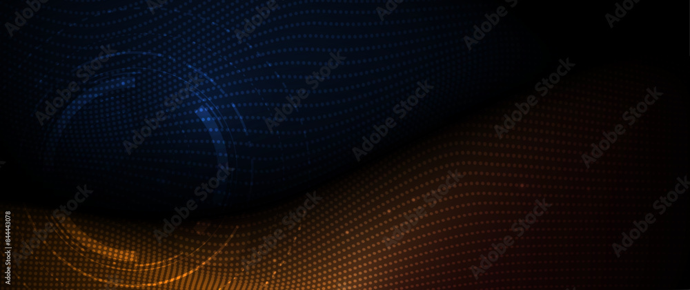 Aufkleber illustration vector abstract wave, flow line, motion pattern and particle dot on gold color backgrou