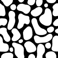 Cow texture seamless pattern illustration on black. Modern trendy brush stroke painting background. Great for textile, fabric, wallpaper, wrapping, scrapbook and packaging