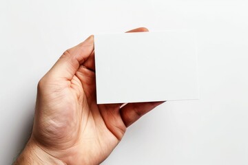 Obraz premium Blank White Card Mockup on Hand created with Generative AI