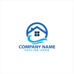 Home and check mark logo - house roof with chimney
