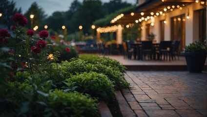Fototapeta premium beautiful terrace with ornamental garden.