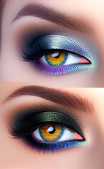 Beautiful holiday makeup project for women, female eye, beautiful female eye, eye makeup,