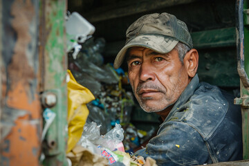 Fototapeta premium Generative AI, sorting garbage conceptual picture, social responsibility, civil cleaning service