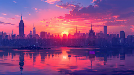 Obraz premium Gorgeous A beautiful cityscape with stunning clouds