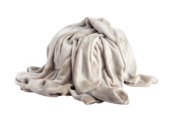 A white blanket is spread out on a white background