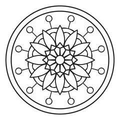 mandala pattern black and white outline - easy mandalas coloring pages - simple floral mandala vector