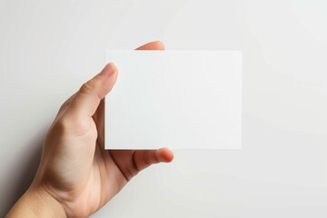 Obraz premium Blank White Card Mockup on Hand created with Generative AI