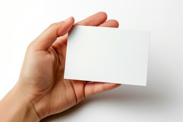 Obraz premium Blank White Card Mockup on Hand created with Generative AI