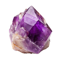 A purple amethyst crystal isolated on transparent background.