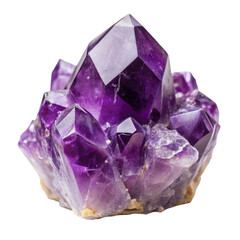 Fototapeta premium A purple amethyst crystal isolated on transparent background.