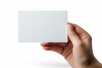 Fototapeta premium Blank White Card Mockup on Hand created with Generative AI